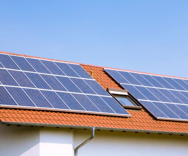 Tiled Roof With Solar Panels
